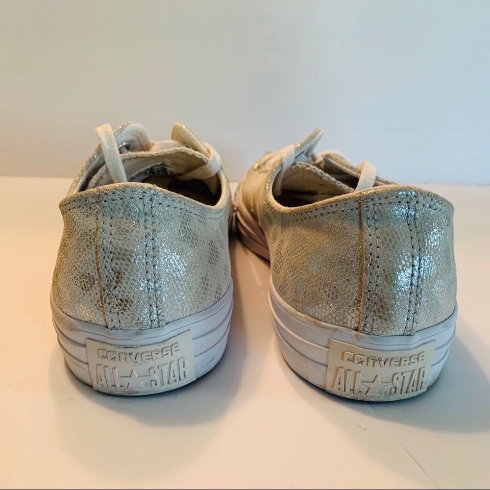 Converse Silver Metallic Leopard Print Tennis Shoe - Picture 3 of 15